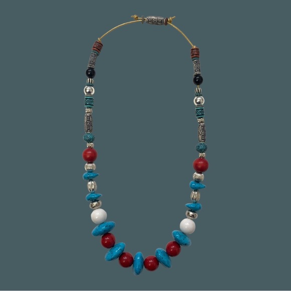 Handmade and Vintage Resins Beads Statement Necklace - Picture 3 of 8